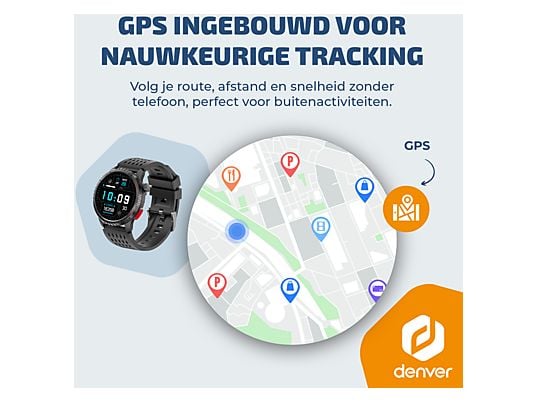 Denver SWG345 Smartwatch met GPS en Belfunctie – Sporthorloge met Stappenteller en Hartslagmeter