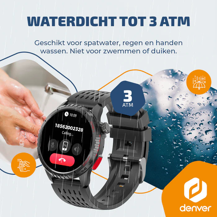 Denver SWG345 Smartwatch met GPS en Belfunctie – Sporthorloge met Stappenteller en Hartslagmeter