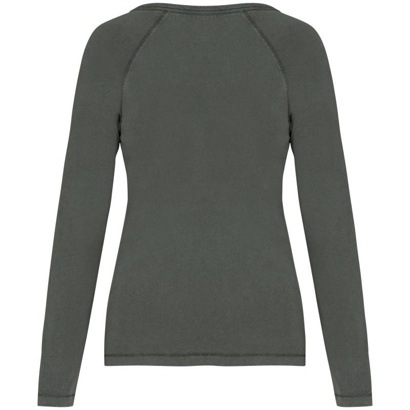 Native Spirit NS339 T-shirt lange mouwen dames Gewassen Khaki