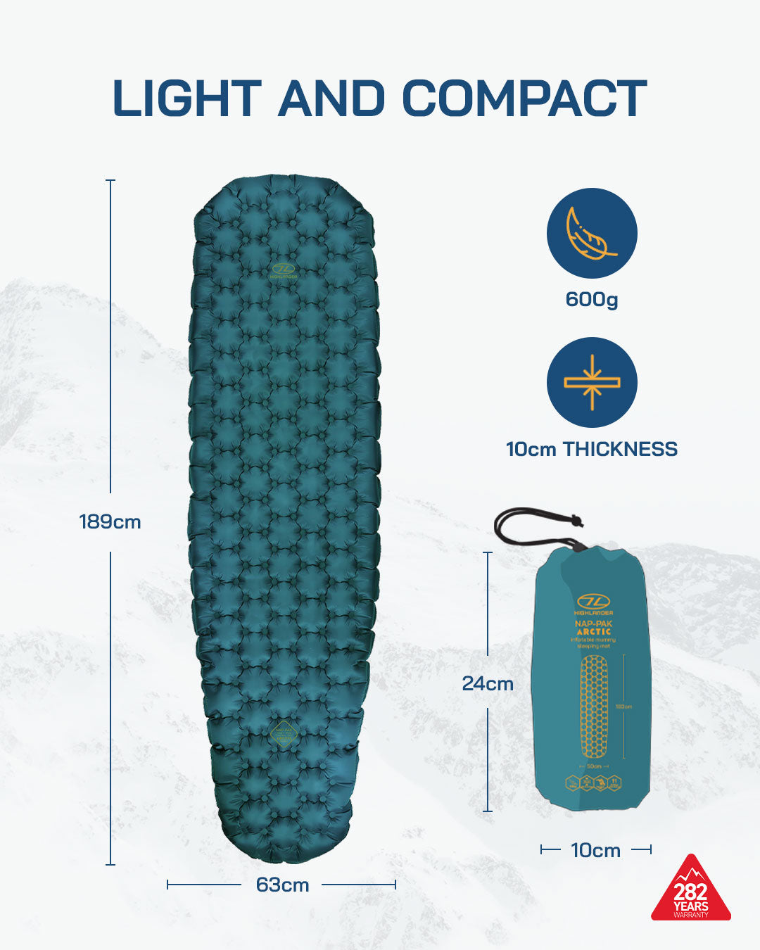 Highlander Nap Pak Arctic R11 afmetingen