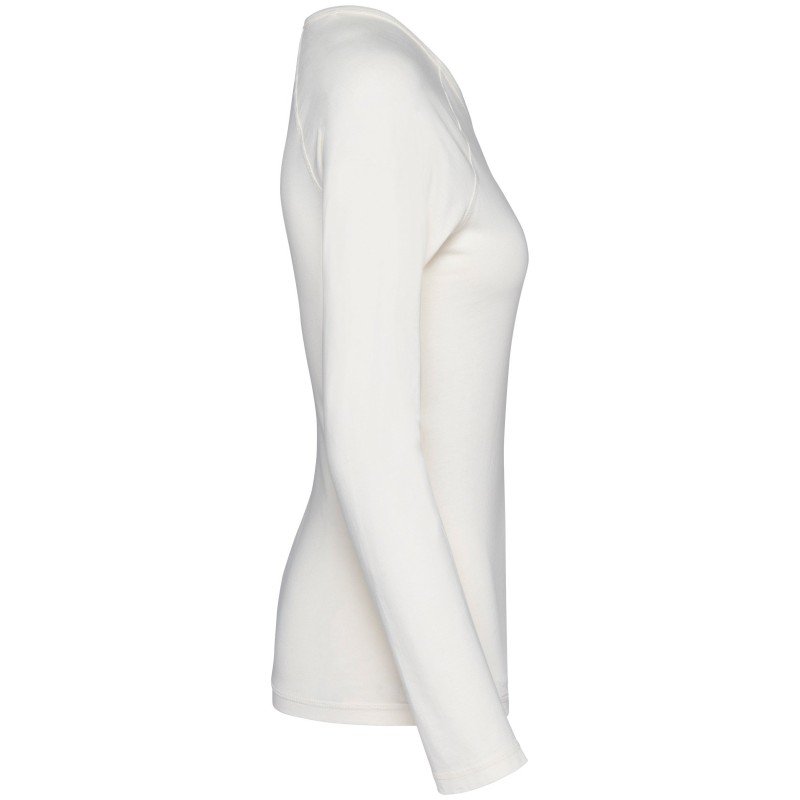 Native Spirit NS339 T-shirt lange mouwen dames Gewassen Ivoor