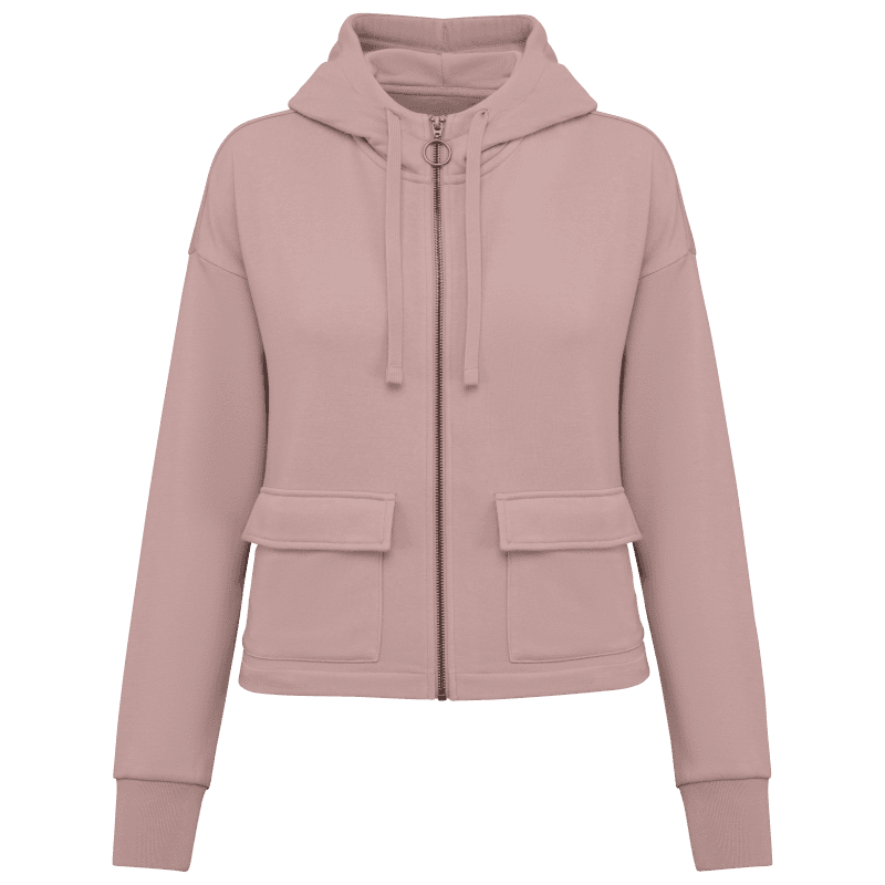 Native Spirit NS409 sweatvest met capuchon dames Zachtroze