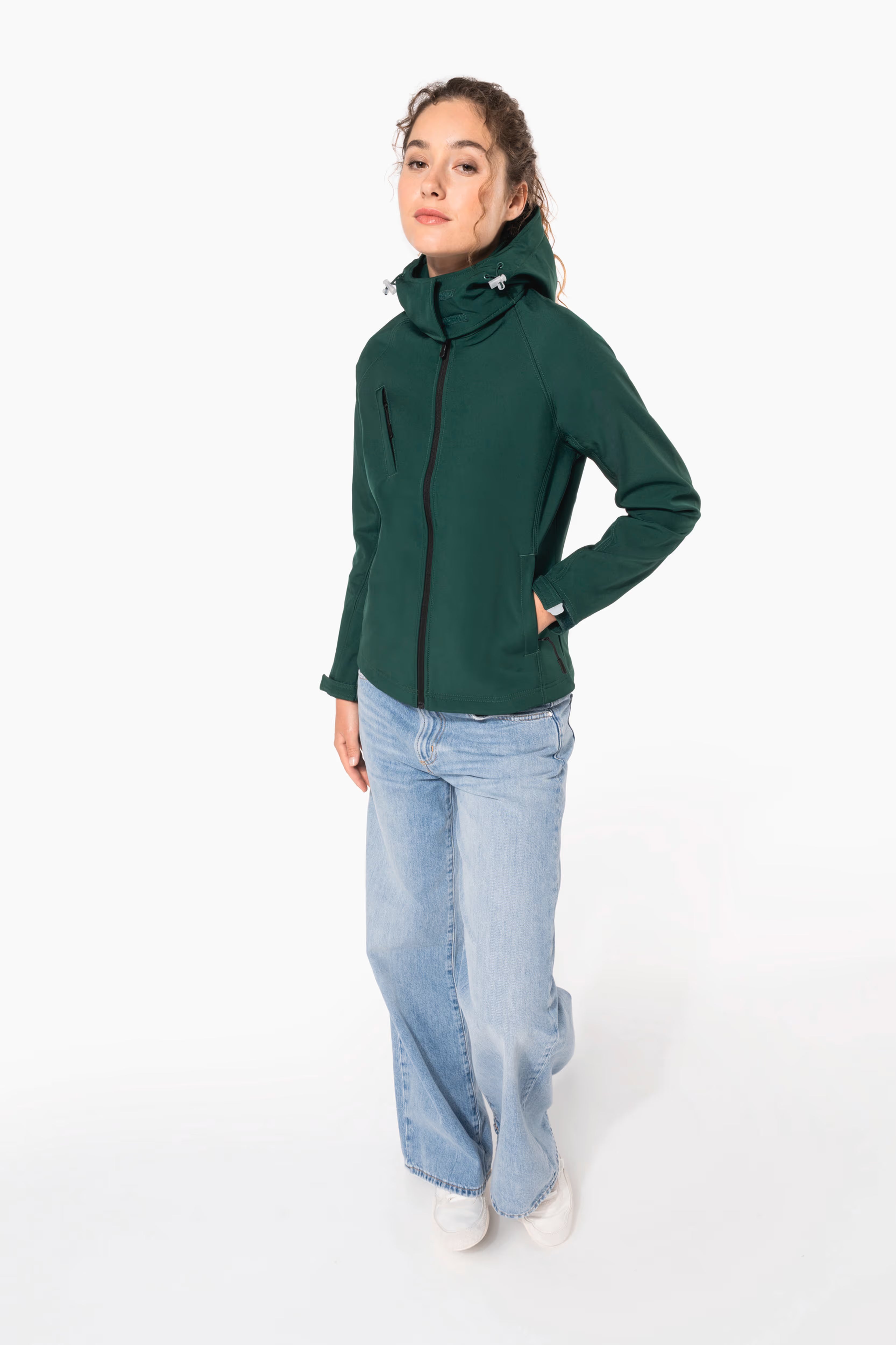 Kariban dames softshell jas - Afneembare capuchon