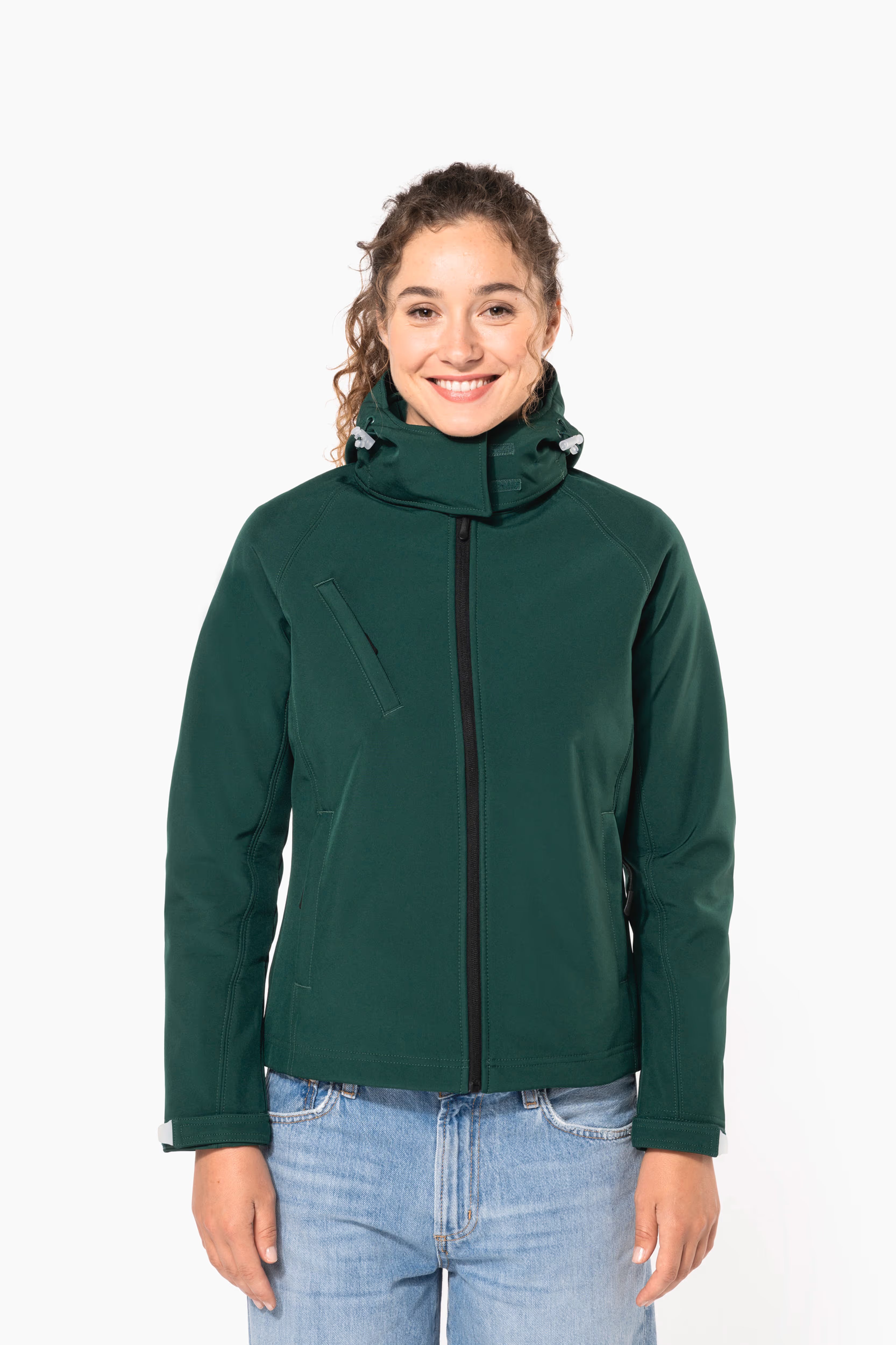 Kariban dames softshell jas - Afneembare capuchon