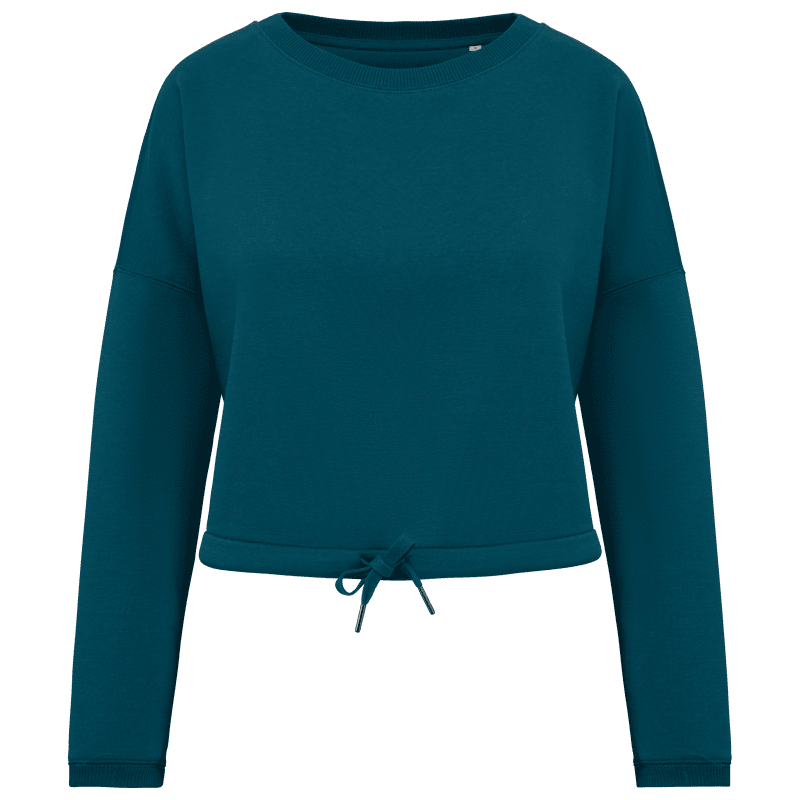 Native Spirit NS429 cropped sweater ronde hals dames Pauwgroen
