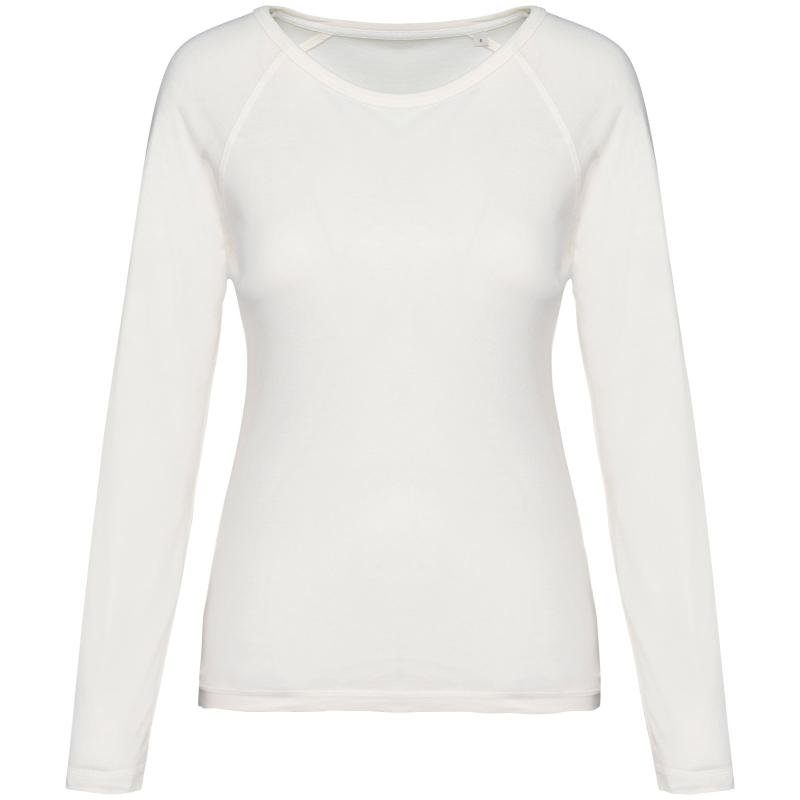 Native Spirit NS339 T-shirt lange mouwen dames Gewassen Ivoor