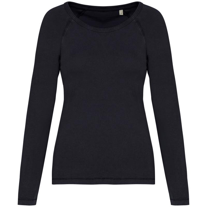 Native Spirit NS339 T-shirt lange mouwen dames Gewassen Antraciet